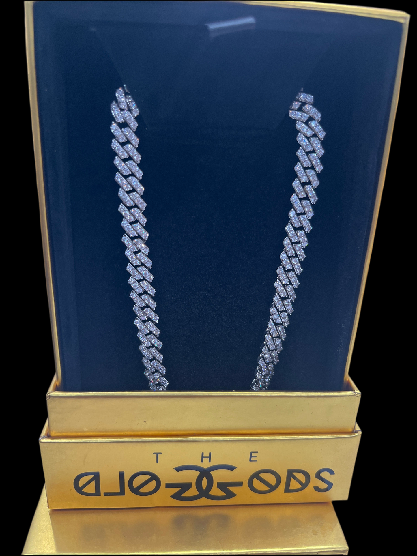 Gold Gold “Diamond Straight Edge Cuban Link Chain 8MM 18K White Gold Plated 22”