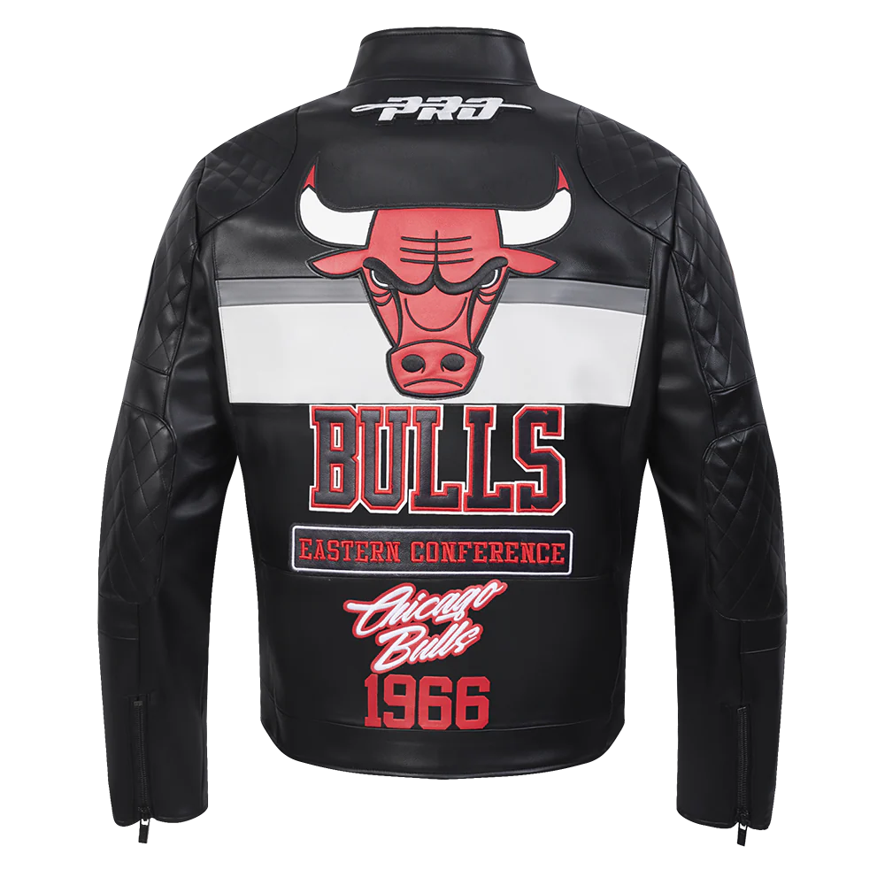 PRO NBA CHICAGO BULLS MEN'S MOTO JACKET BLACK/RED SIZE MEDIUM
