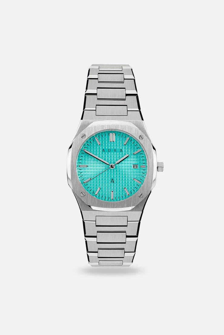 Aura Date 004 Steel/Turquoise Watch