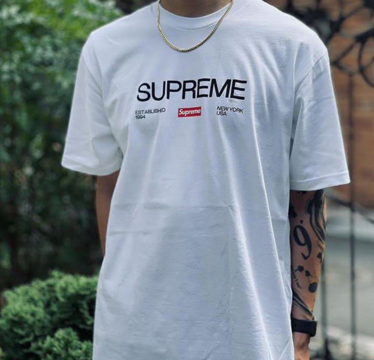 Supreme White Tee Sz Small