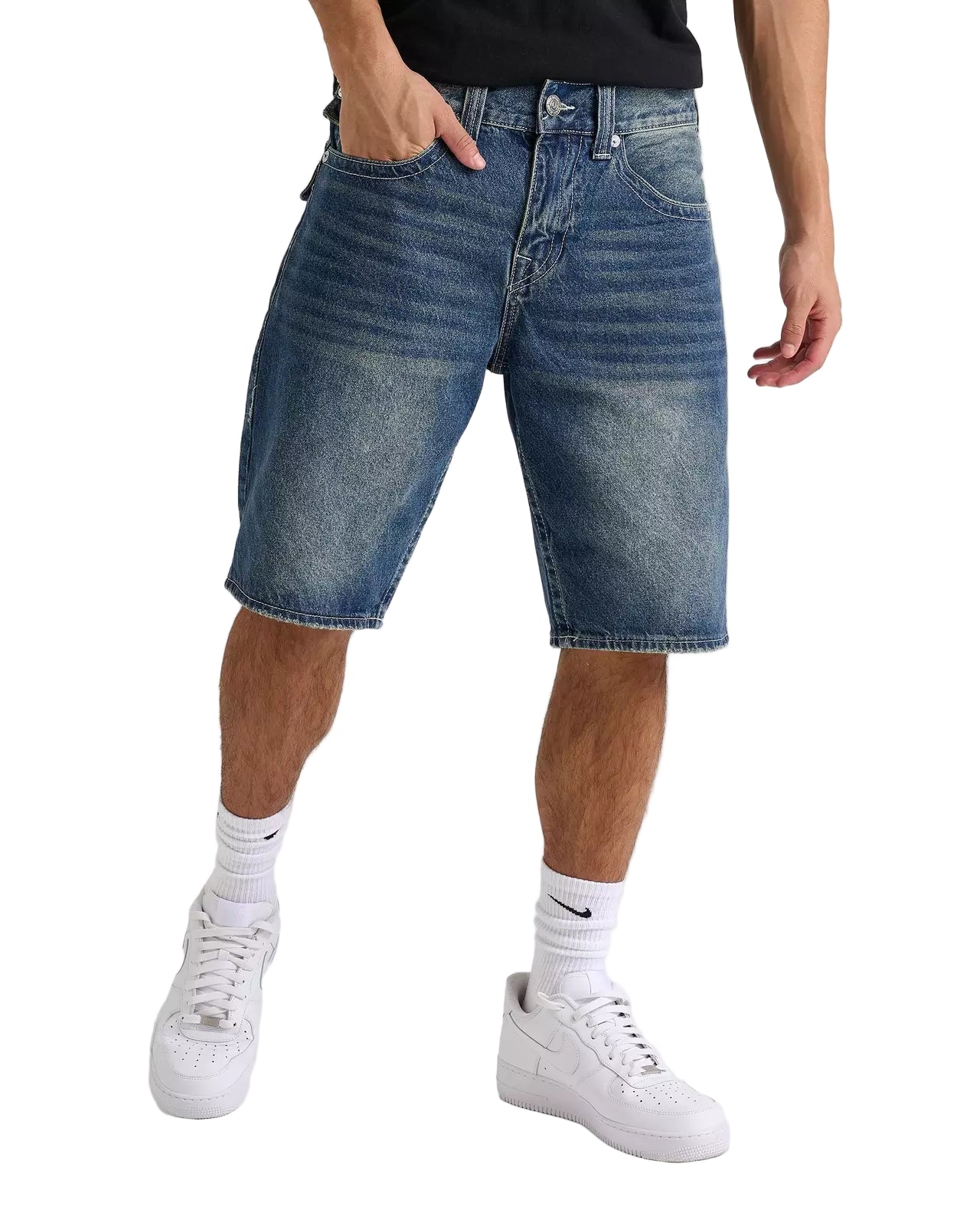 True Religion Bobby Flap Baggy Denim Jean Shorts