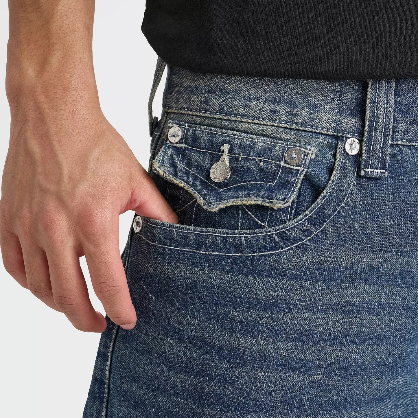 True Religion Bobby Flap Baggy Denim Jean Shorts