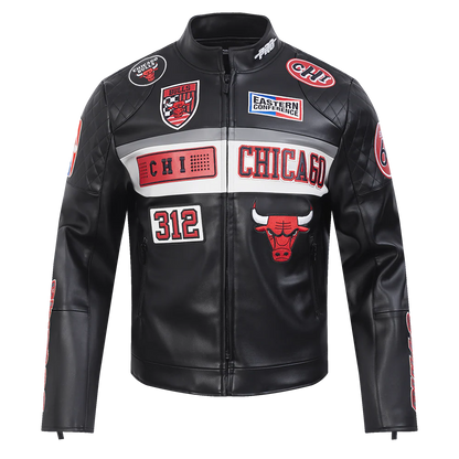 PRO NBA CHICAGO BULLS MEN'S MOTO JACKET BLACK/RED SIZE MEDIUM