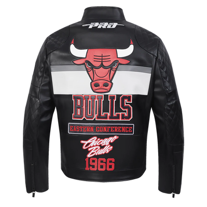 PRO NBA CHICAGO BULLS MEN'S MOTO JACKET BLACK/RED SIZE MEDIUM