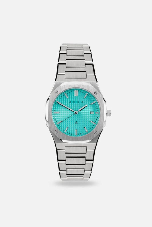 Aura Date 004 Steel/Turquoise Watch