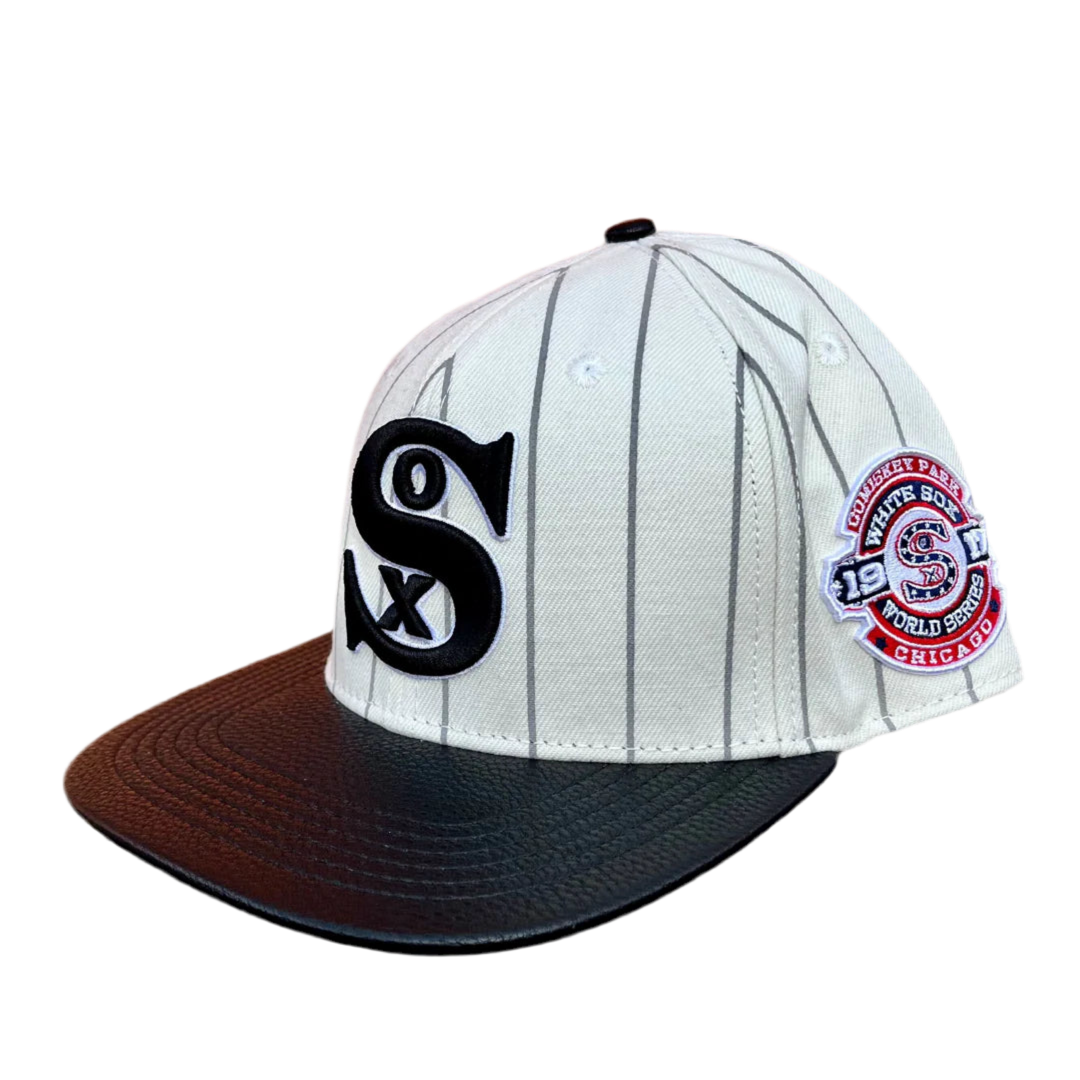 Chicago White Sox pro standard pinstripe white black snapback