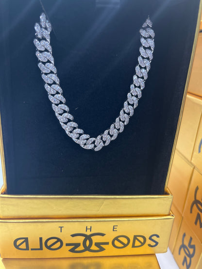 Gold God “Diamond Cuban Link Bracelet 8MM 18K White Gold Plated 7.5”