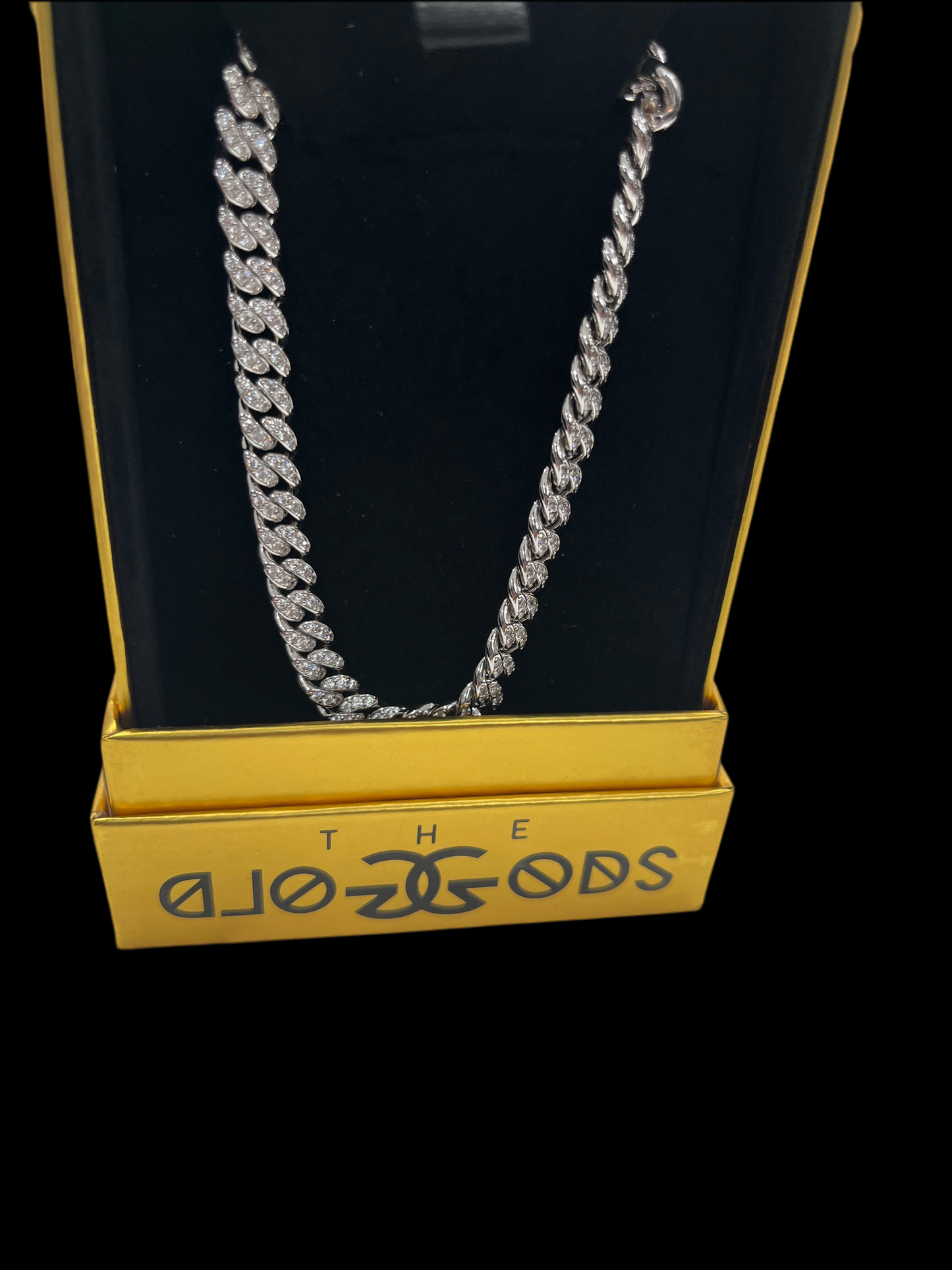 Gold God “Diamond Cuban Link Chain 8MM White Gold Plated 22”