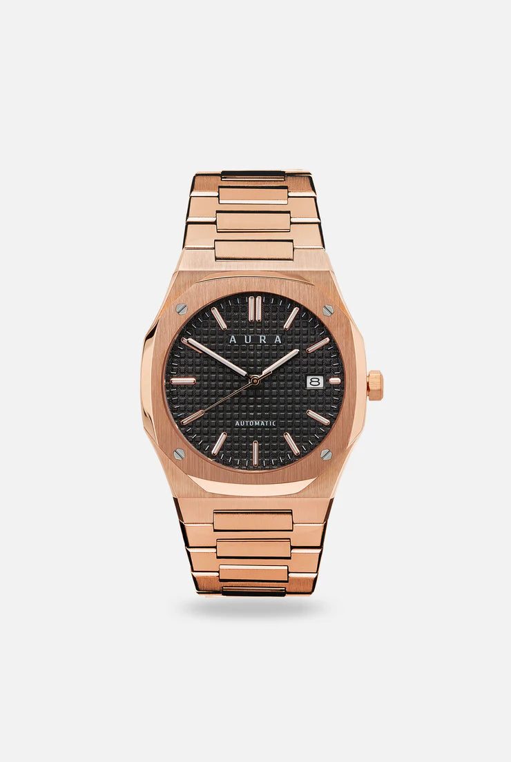 Aura Date  Black /Rose Watch