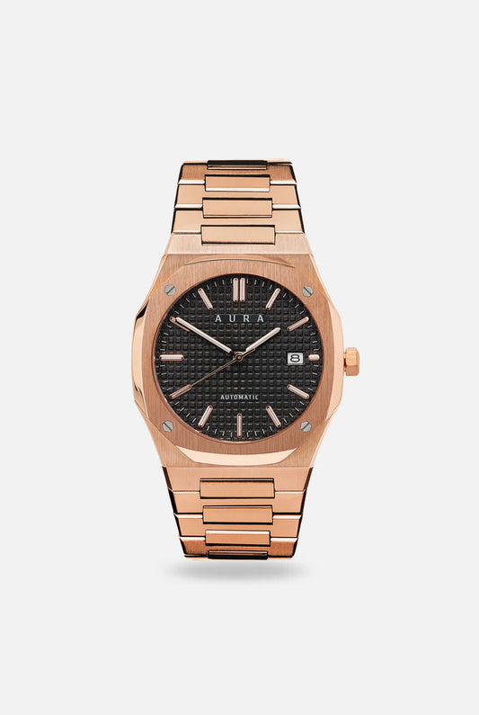 Aura Date  Black /Rose Watch