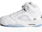 Air Jordan 5 Retro OG(TD)White/Blk-Metallic Sliver Size 9
