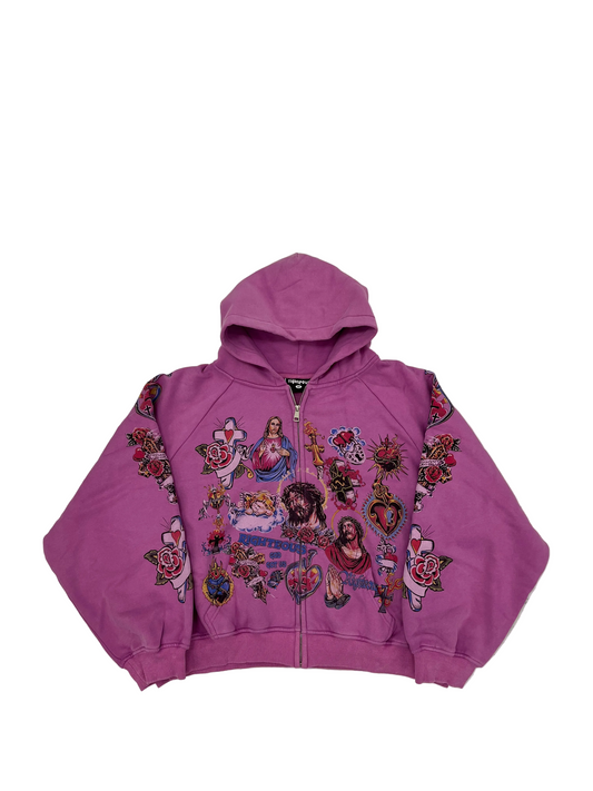Righteous Risen King Zip Up Hoodie purple Sz Medium