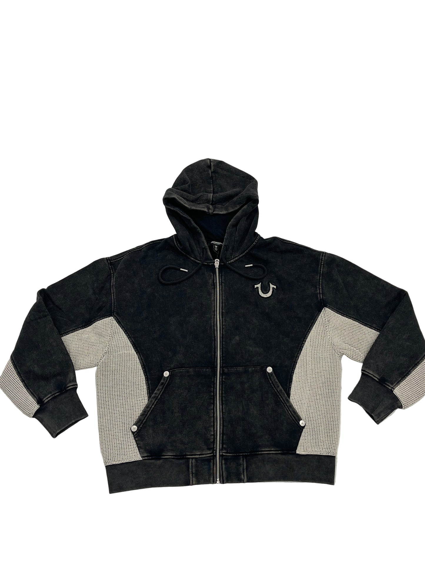 Relaxed Fit Zip-Up Hoodie with Mesh