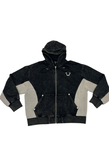 Relaxed Fit Zip-Up Hoodie with Mesh