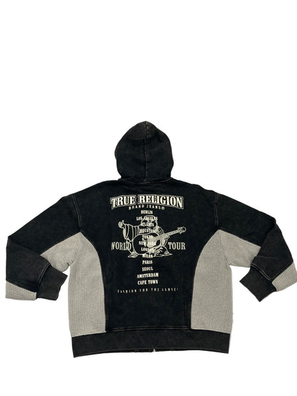 Relaxed Fit Zip-Up Hoodie with Mesh