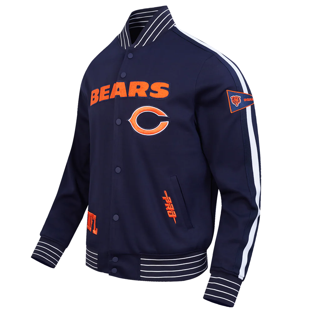 JH Design Navy Chicago Bears Full-Zip Varsity Jacket