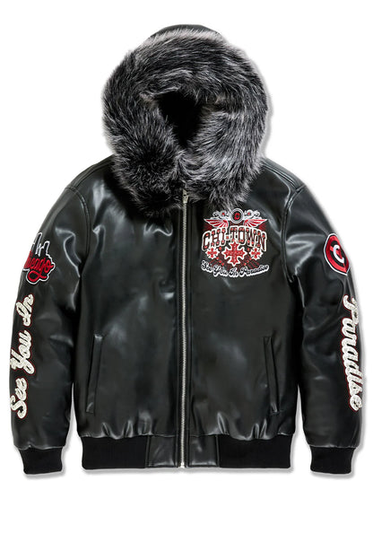 Windy City Hooded Bomber Jacket (Black)