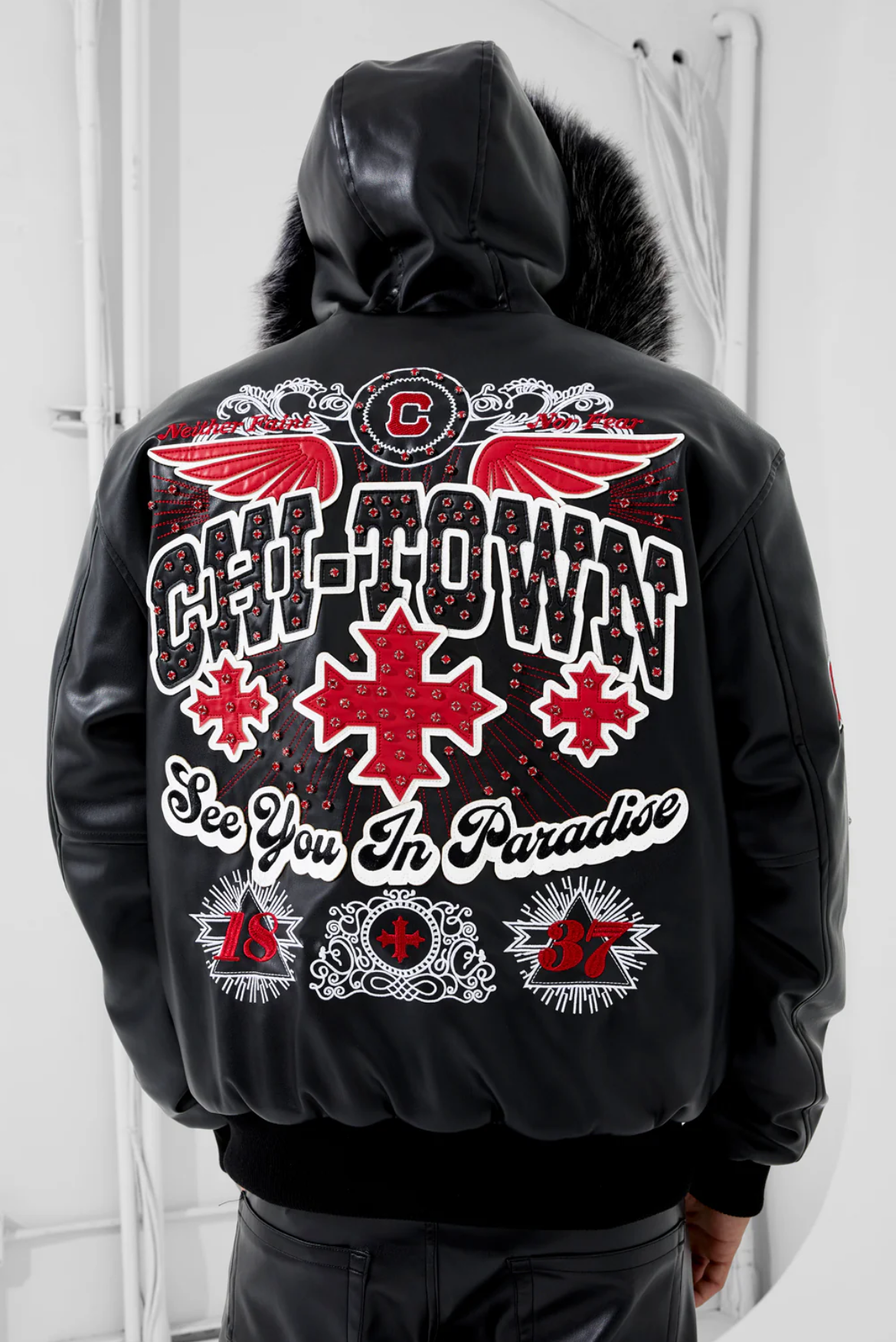 Windy City Hooded Bomber Jacket (Black)