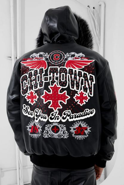 Windy City Hooded Bomber Jacket (Black)