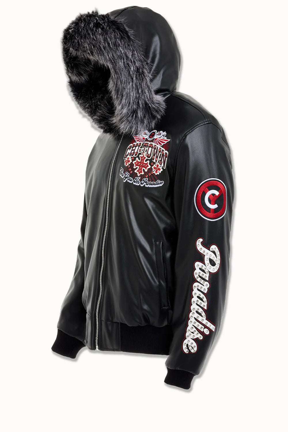 Windy City Hooded Bomber Jacket (Black)