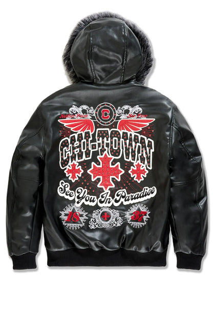 Windy City Hooded Bomber Jacket (Black)