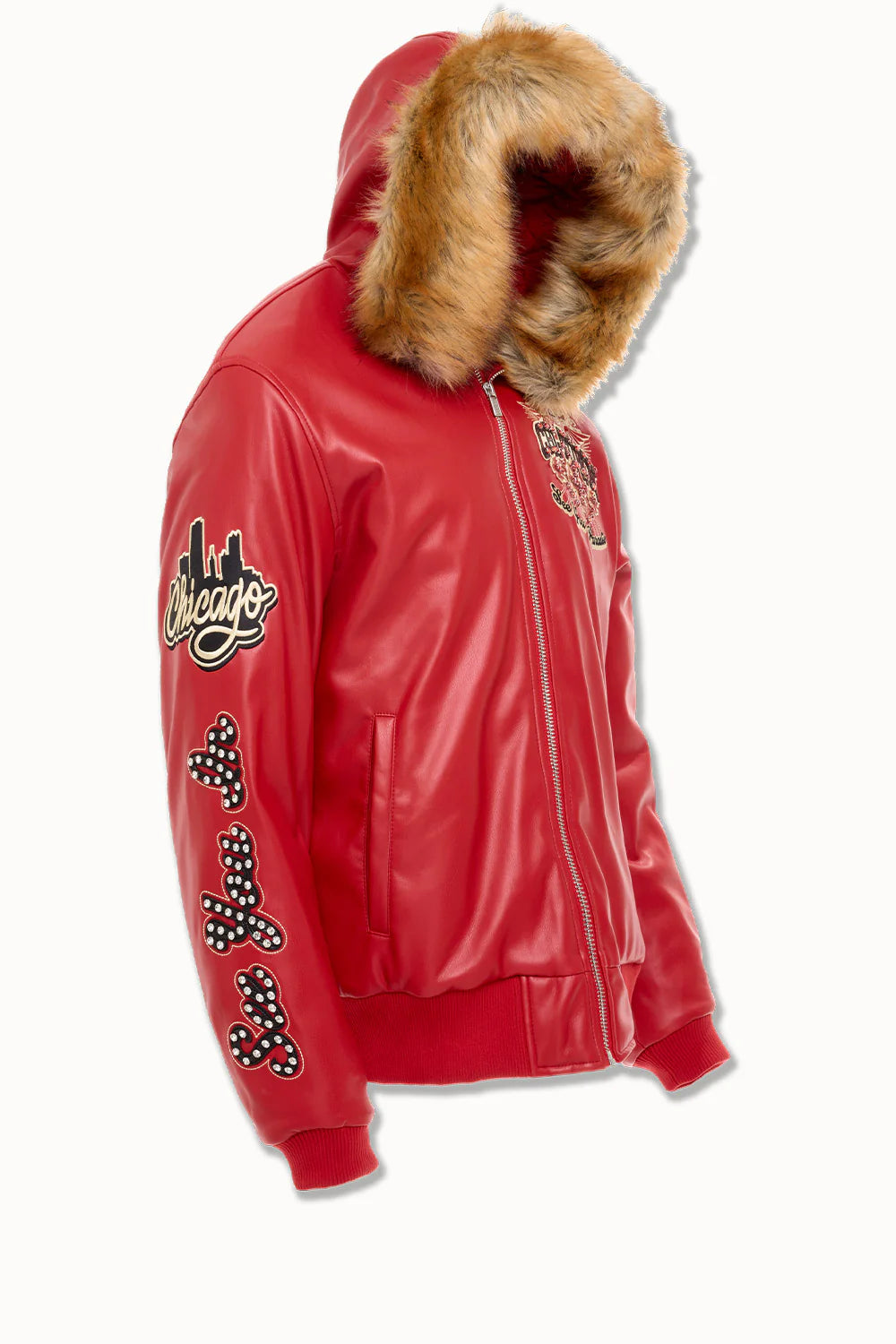 Windy City Hooded Bomber Jacket (Red)