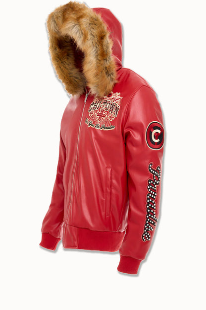 Windy City Hooded Bomber Jacket (Red)