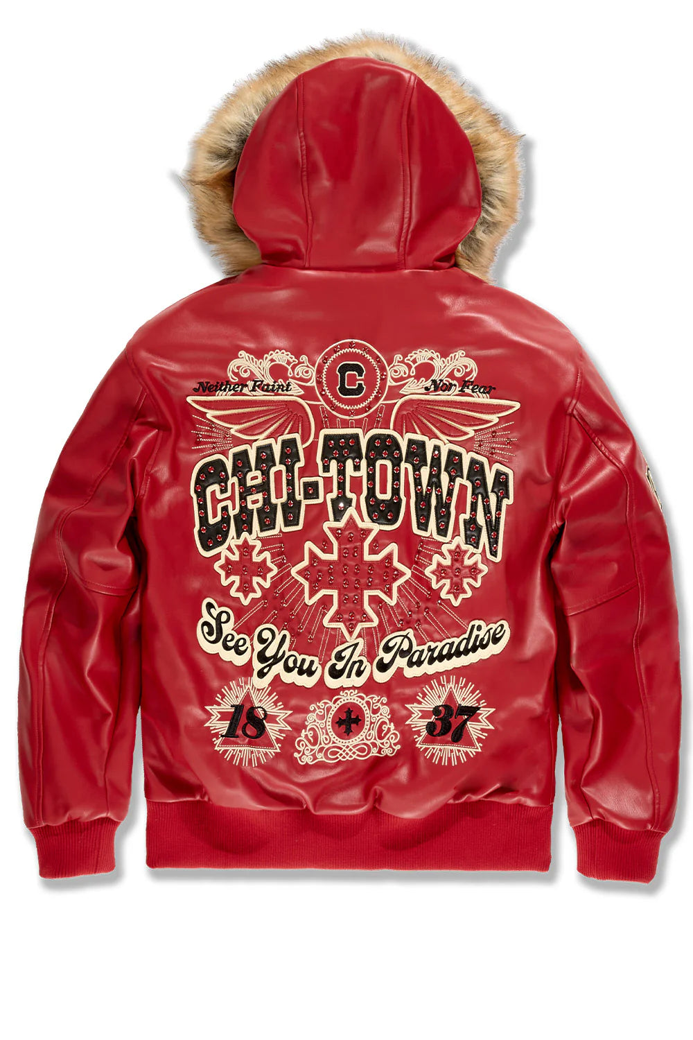 Windy City Hooded Bomber Jacket (Red)