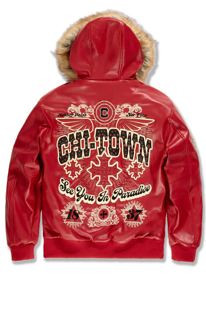 Windy City Hooded Bomber Jacket (Red)