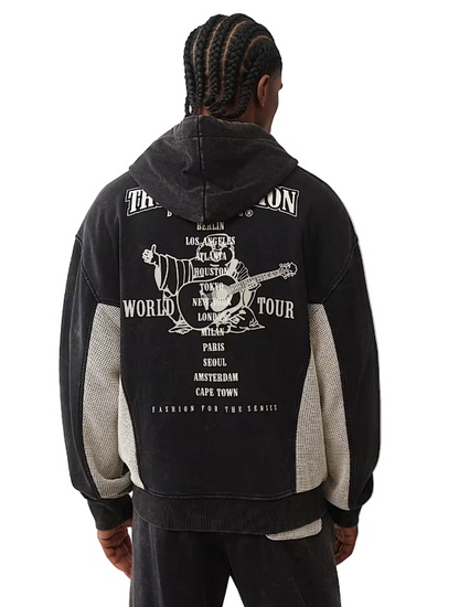 Relaxed Fit Zip-Up Hoodie with Mesh